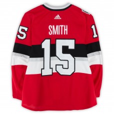 Zack Smith Ottawa Senators Fanatics Authentic Practice-Used #15 Red adidas Jersey vs. Montreal Canadiens on December 16, 2017 - NHL100 Classic - Worn During Warm-Ups