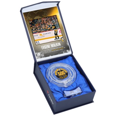 Evgeni Malkin Pittsburgh Penguins Fanatics Authentic 500th NHL Goal Crystal Puck - Filled with Game-Used Ice from 500th Goal Game