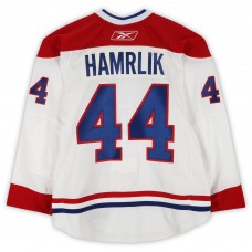Roman Hamrlik Montreal Canadiens Fanatics Authentic Practice-Used #44 White Reebok Jersey vs. Calgary Flames on February 20, 2011 - NHL Heritage Classic - Worn During Warm-Ups