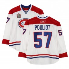 Benoit Pouliot Montreal Canadiens Fanatics Authentic Practice-Used #57 White Reebok Jersey vs. Calgary Flames on February 20, 2011 - NHL Heritage Classic - Worn During Warm-Ups