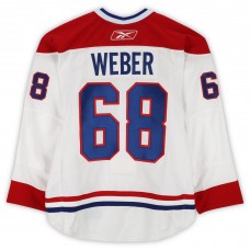 Yannick Weber Montreal Canadiens Fanatics Authentic Practice-Used #68 White Reebok Jersey vs. Calgary Flames on February 20, 2011 - NHL Heritage Classic - Worn During Warm-Ups