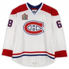 Yannick Weber Montreal Canadiens Fanatics Authentic Practice-Used #68 White Reebok Jersey vs. Calgary Flames on February 20, 2011 - NHL Heritage Classic - Worn During Warm-Ups