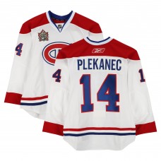 Tomas Plekanec Montreal Canadiens Fanatics Authentic Practice-Used #14 White Reebok Jersey vs. Calgary Flames on February 20, 2011 - NHL Heritage Classic - Worn During Warm-Ups