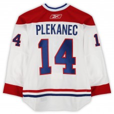 Tomas Plekanec Montreal Canadiens Fanatics Authentic Practice-Used #14 White Reebok Jersey vs. Calgary Flames on February 20, 2011 - NHL Heritage Classic - Worn During Warm-Ups