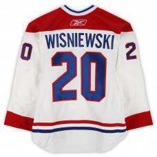 James Wisniewski Montreal Canadiens Fanatics Authentic Practice-Used #20 White Reebok Jersey vs. Calgary Flames on February 20, 2011 - NHL Heritage Classic - Worn During Warm-Ups