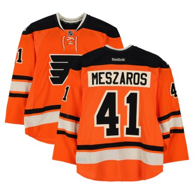 Andrej Meszaros Philadelphia Flyers Fanatics Authentic Practice-Used #41 Orange Reebok Jersey vs. New York Rangers on January 2, 2012 - NHL Winter Classic - Worn During Warm-Ups