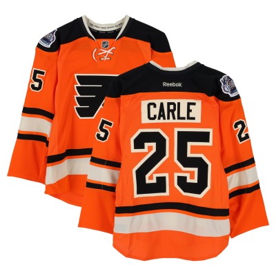 Matt Carle Philadelphia Flyers Fanatics Authentic Practice-Used #25 Orange Reebok Jersey vs. New York Rangers on January 2, 2012 - NHL Winter Classic - Worn During Warm-Ups