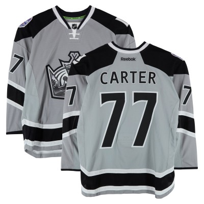 Jeff Carter Los Angeles Kings Fanatics Authentic Practice-Used #77 Silver Reebok Jersey vs. Anaheim Ducks on January 25, 2014 - NHL Stadium Series - Worn During Warm-Ups