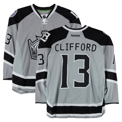 Kyle Clifford Los Angeles Kings Fanatics Authentic Practice-Used #13 Silver Reebok Jersey vs. Anaheim Ducks on January 25, 2014 - NHL Stadium Series - Worn During Warm-Ups