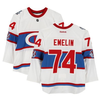 Alexei Emelin Montreal Canadiens Fanatics Authentic Practice-Used #74 White Reebok Jersey vs. Boston Bruins on January 1, 2016 - NHL Winter Classic - Worn During Warm-Ups
