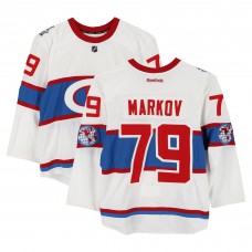 Andrei Markov Montreal Canadiens Fanatics Authentic Practice-Used #79 White Reebok Jersey vs. Boston Bruins on January 1, 2016 - NHL Winter Classic - Worn During Warm-Ups