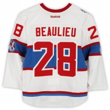 Nathan Beaulieu Montreal Canadiens Fanatics Authentic Practice-Used #28 White Reebok Jersey vs. Boston Bruins on January 1, 2016 - NHL Winter Classic - Worn During Warm-Ups