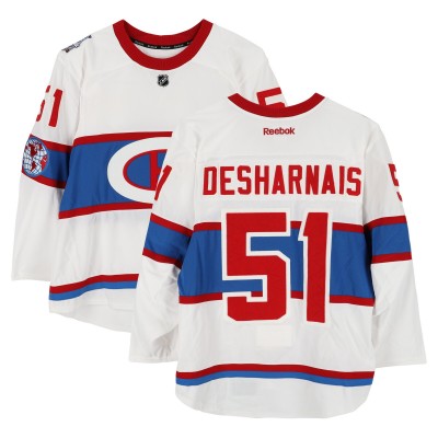 David Desharnais Montreal Canadiens Fanatics Authentic Practice-Used #51 White Reebok Jersey vs. Boston Bruins on January 1, 2016 - NHL Winter Classic - Worn During Warm-Ups