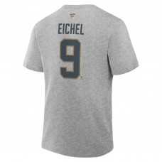 Футболка Vegas Golden Knights Jack Eichel Fanatics Gray Authentic Stack Name & Number