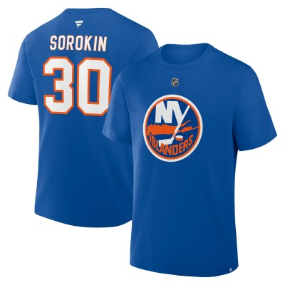 New York Islanders Ilya Sorokin Fanatics Royal Authentic Stack Name & Number T-Shirt