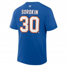 New York Islanders Ilya Sorokin Fanatics Royal Authentic Stack Name & Number T-Shirt New York Islanders Ilya Sorokin Fanatics Royal Authentic Stack Name & Number T-Shirt