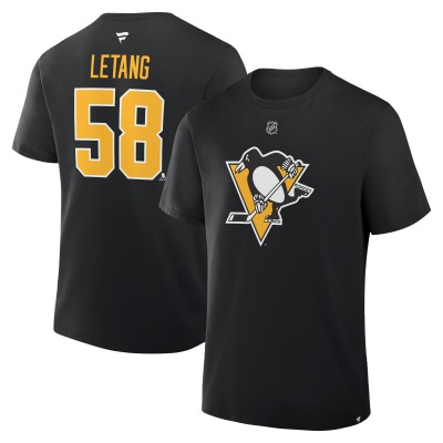 Pittsburgh Penguins Kris Letang Fanatics Black Authentic Stack Name & Number T-Shirt