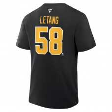 Pittsburgh Penguins Kris Letang Fanatics Black Authentic Stack Name & Number T-Shirt