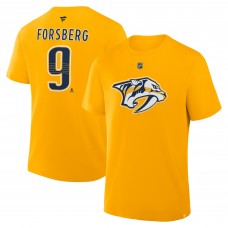 Nashville Predators Filip Forsberg Fanatics Gold Authentic Stack Name & Number T-Shirt