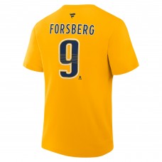 Nashville Predators Filip Forsberg Fanatics Gold Authentic Stack Name & Number T-Shirt