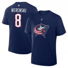 Columbus Blue Jackets Zach Werenski Fanatics Navy Authentic Stack Name & Number T-Shirt