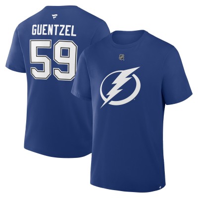 Футболка Tampa Bay Lightning Jake Guentzel Fanatics Blue Authentic Stack Name & Number