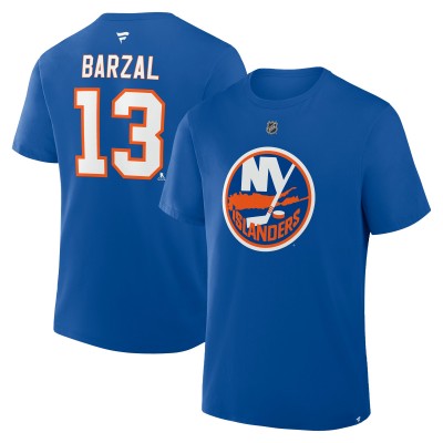 New York Islanders Mathew Barzal Fanatics Royal Authentic Stack Name & Number T-Shirt
