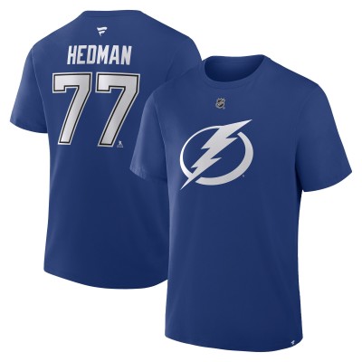 Футболка Tampa Bay Lightning Victor Hedman Fanatics Blue Authentic Stack Name & Number