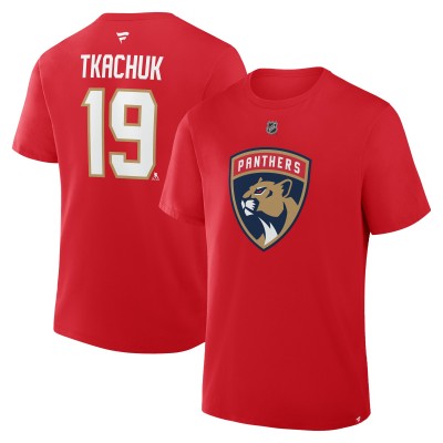 Футболка Florida Panthers Matthew Tkachuk Fanatics Red Authentic Stack Name & Number