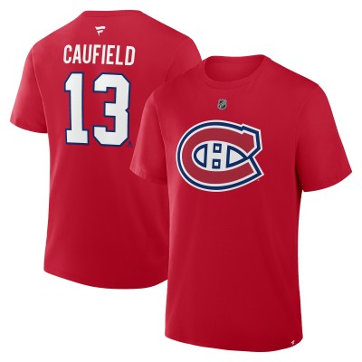 Футболка Montreal Canadiens Cole Caufield Fanatics Red Authentic Stack Name & Number