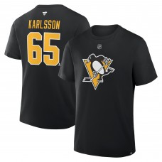 Футболка Pittsburgh Penguins Erik Karlsson Fanatics Black Authentic Stack Name & Number