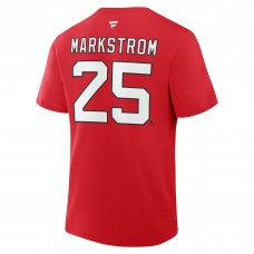 New Jersey Devils Jacob Markstrom Fanatics Red Authentic Stack Name & Number T-Shirt
