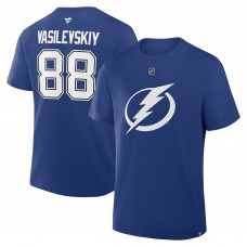 Футболка Tampa Bay Lightning Andrei Vasilevskiy Fanatics Blue Authentic Stack Name & Number Футболка Tampa Bay Lightning Andrei Vasilevskiy Fanatics Blue Authentic Stack Name & Number