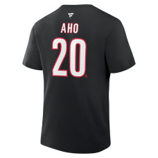 Футболка Carolina Hurricanes Sebastian Aho Fanatics Black Authentic Stack Name & Number