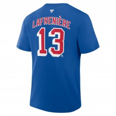 New York Rangers Alexis Lafreniere Fanatics Blue Authentic Stack Name & Number T-Shirt New York Rangers Alexis Lafreniere Fanatics Blue Authentic Stack Name & Number T-Shirt