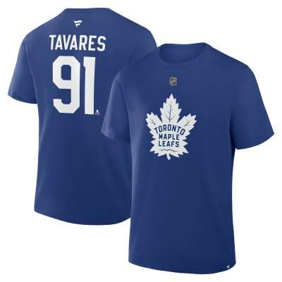 Toronto Maple Leafs John Tavares Fanatics Blue Authentic Stack Name & Number T-Shirt
