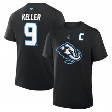 Utah Mammoth Clayton Keller Fanatics Black Authentic Stack Name & Number T-Shirt