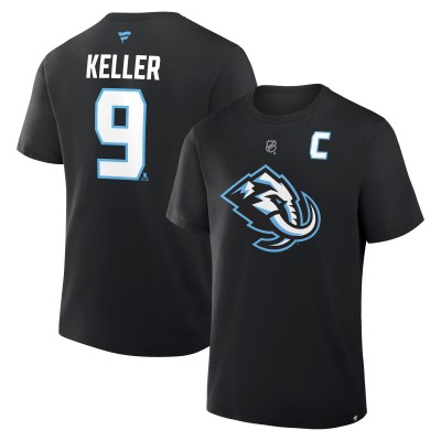 Utah Mammoth Clayton Keller Fanatics Black Authentic Stack Name & Number T-Shirt