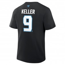 Utah Mammoth Clayton Keller Fanatics Black Authentic Stack Name & Number T-Shirt