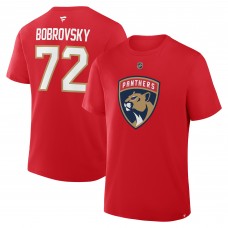 Футболка Florida Panthers Sergei Bobrovsky Fanatics Red Authentic Stack Name & Number