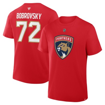 Футболка Florida Panthers Sergei Bobrovsky Fanatics Red Authentic Stack Name & Number