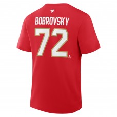 Футболка Florida Panthers Sergei Bobrovsky Fanatics Red Authentic Stack Name & Number