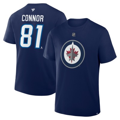 Футболка Winnipeg Jets Kyle Connor Fanatics Navy Authentic Stack Name & Number