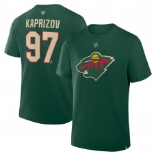 Футболка Minnesota Wild Kirill Kaprizov Fanatics Green Authentic Stack Name & Number
