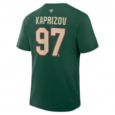 Футболка Minnesota Wild Kirill Kaprizov Fanatics Green Authentic Stack Name & Number