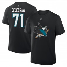 Футболка San Jose Sharks Macklin Celebrini Fanatics Black Authentic Stack Name and Number