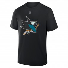 Футболка San Jose Sharks Macklin Celebrini Fanatics Black Authentic Stack Name and Number