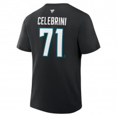 Футболка San Jose Sharks Macklin Celebrini Fanatics Black Authentic Stack Name and Number