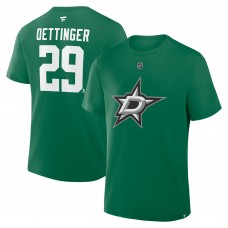 Dallas Stars Jake Oettinger Fanatics Kelly Green Authentic Stack Name & Number T-Shirt