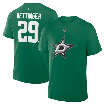 Dallas Stars Jake Oettinger Fanatics Kelly Green Authentic Stack Name & Number T-Shirt